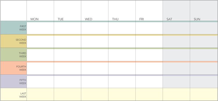 2027 WeekDate weekly paper planner — Monthlies page